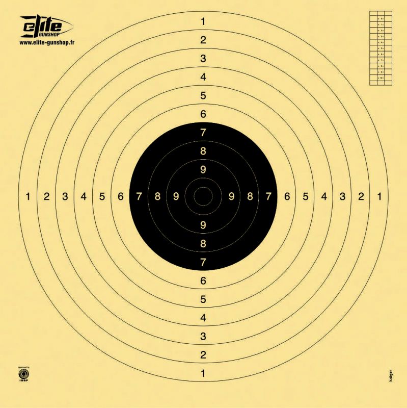 Cible de tir Pistolet 25/50 et carabine C50 - 550 x 520 mm - Elite Gun Shop