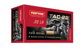 BOITE DE 50 CARTOUCHES NORMA 22LR 2.6G/40GR TAC-22 LRN PLOMB