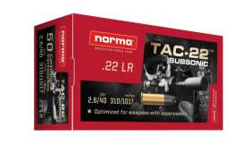 BOITE DE 50 CARTOUCHES SUBSONIC NORMA 22LR 2.6G/40GR TAC-22 PLOMB HP