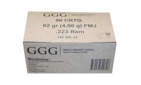 Boite de 50 cartouches 223 rem FMJ 62 Gr - GGG