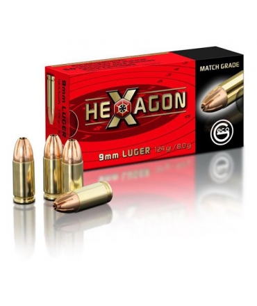 Boite de 50 cartouches Geco 9mm Luger - 124 gr Hexagon