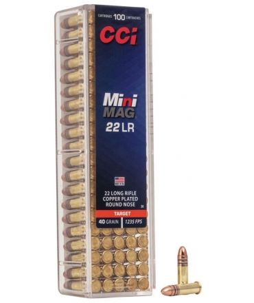 Boite de 100 Cartouches .22LR CCI MINI MAG CUIVREE RN 40gr