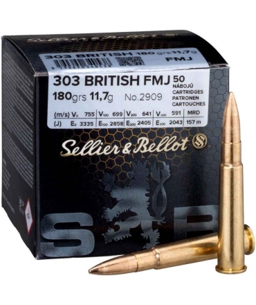 Boite de 50 cartouches Sellier Bellot 303 BRITISH 180gr FMJ