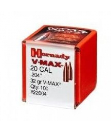 Boite de 100 Ogives Hornady 20 .204 32gr V-Max / 22004