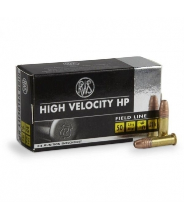 Boite de 50 cartouches RWS HIGH VELOCITY FIELD LINE  HP .22 LR 40 gr