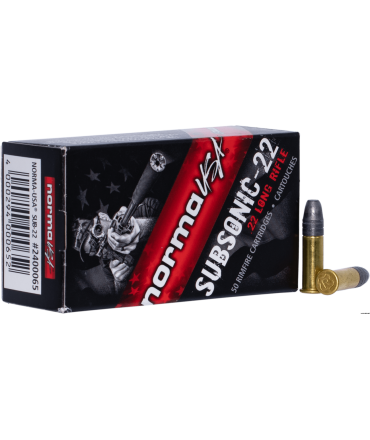 Boite de 50 cartouches NORMA USA SUBSONIC .22LR 40gr