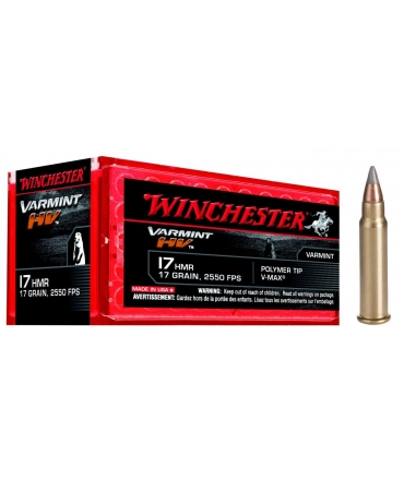 Boite de 50 cartouches Winchester Varmint HV Cal 17 HMR 17gr