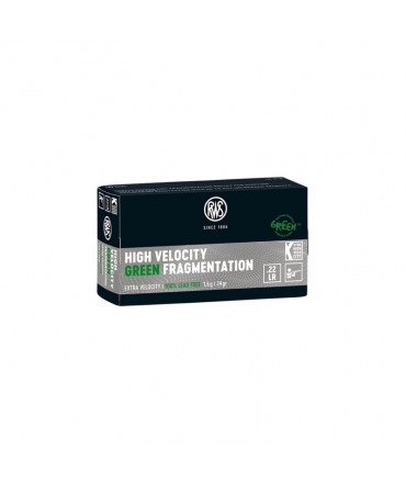 Boite de 50 cartouches RWS HIGH VELOCITY GREEN FRAGMENTATION .22 LR 24 gr