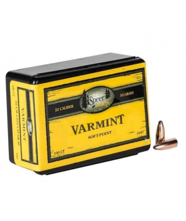 Boite de 100 ogives SPEER cal 22 Varmint Spitzer Soft Point 55gr