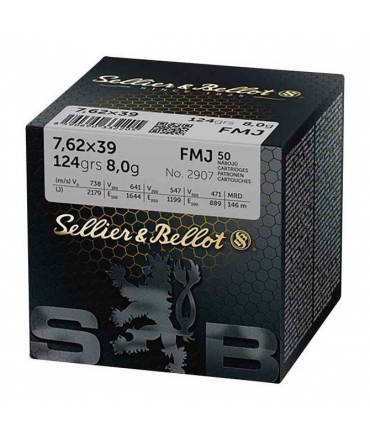 Boite de 50 cartouches Sellier Bellot 7.62x39 124gr - FMJ