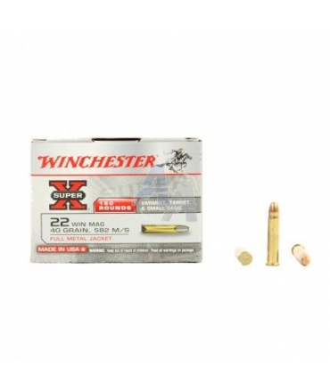 Boite de 150 munitions Winchester Super-X FMJ, calibre .22 Magnum