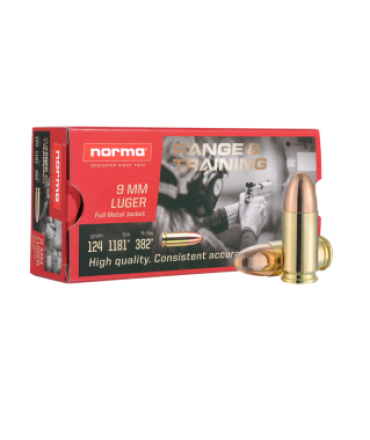 Boite de 50 cartouches NORMA 9mm LUGER - 124 gr FMJ