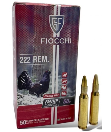 Boite de 50 Cartouches FIOCCHI cal.222 Rem FMJ HP 50gr