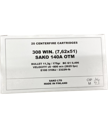 Cartouches militaire SAKO BOITE DE 20 Cal .308win/7.62x51 - 175 gr