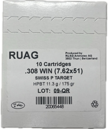 BOITE DE 10 cartouches .308WIN 175GR 11.3G TARGET BTHP