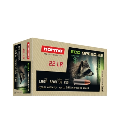BOITE DE CARTOUCHES NORMA 22LR 1.6G/25GR ECO SPEED-22 HP SANS PLOMB ZINC