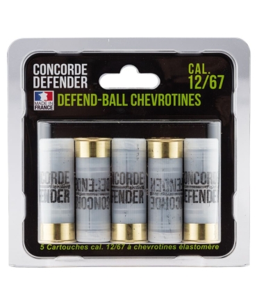 5 cartouches Defend-Ball cal. 12/67 chevrotines Elastomere